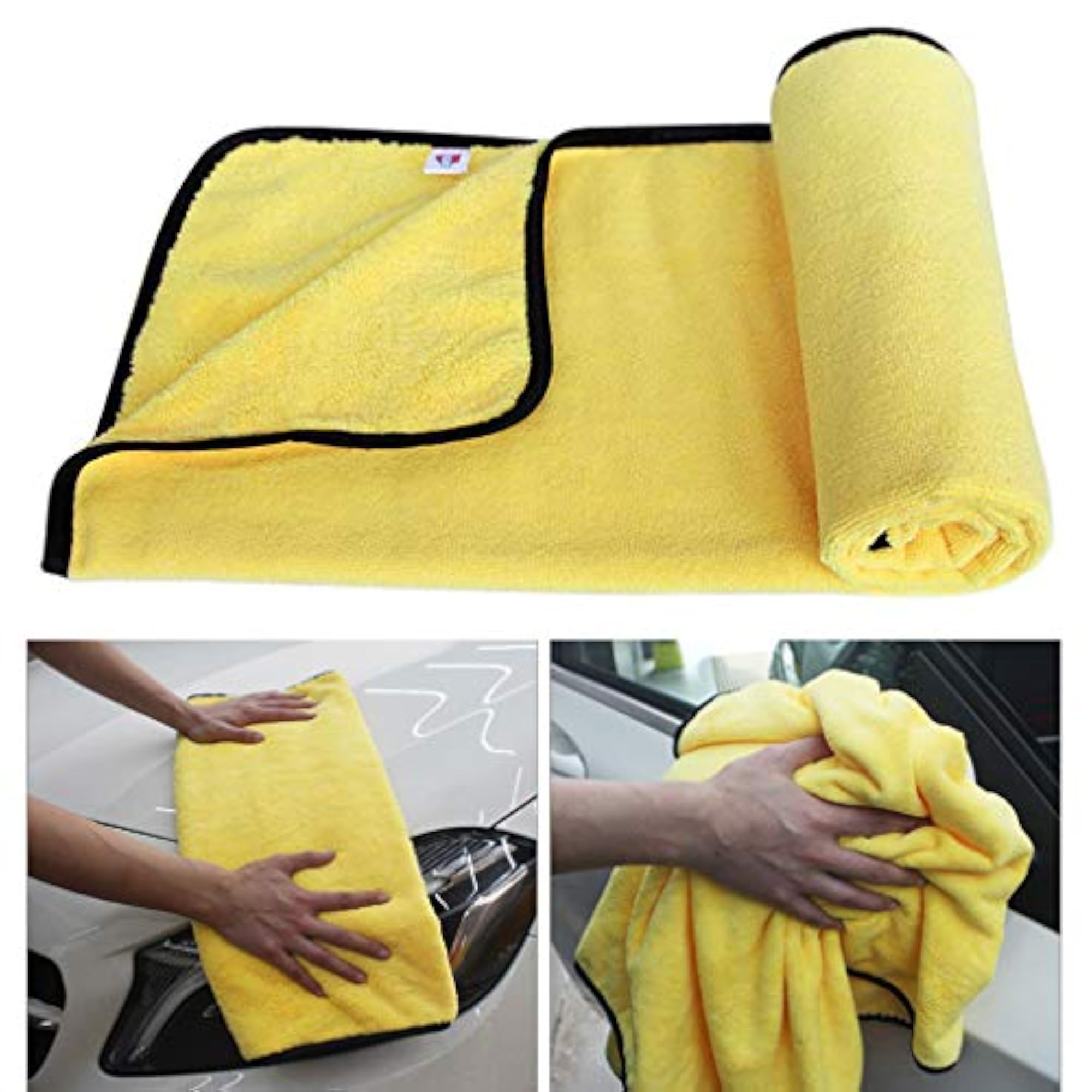 Car Wash Microfiber Towel Cleaning Drying Cloth, Absorbent Yellow