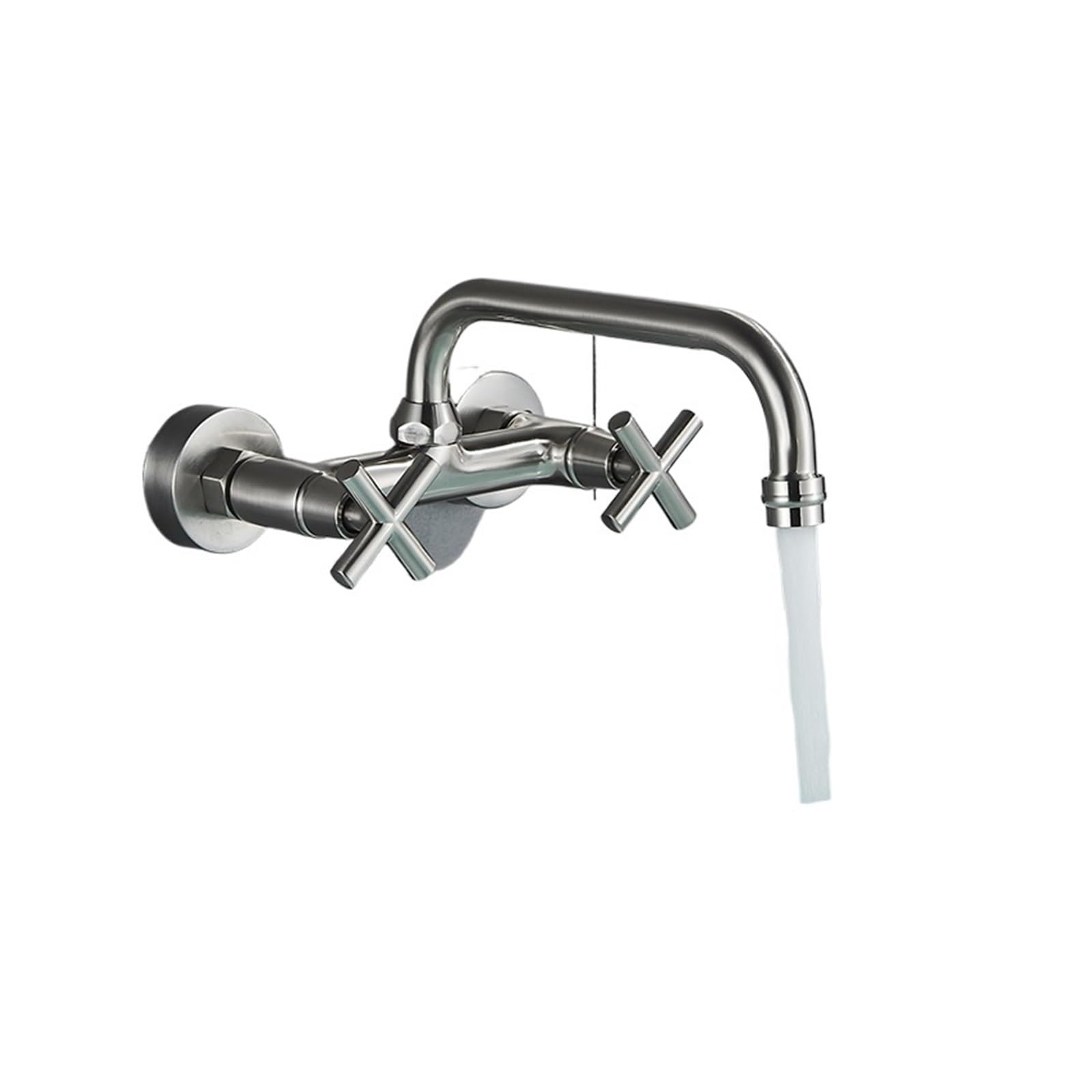 Chromowany kran zlewozmywakowy, długi obrót wylewki Daul uchwyt mieszacz zimnej ciepłej wody dźwig do mycia wanny Bateria umywalkowa(Brush Nickel)