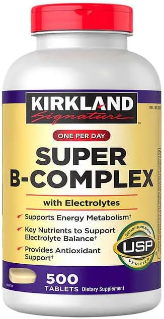Kirk-Land Super B-Complex con electrolitos, 1 paquete de 500 tabletas