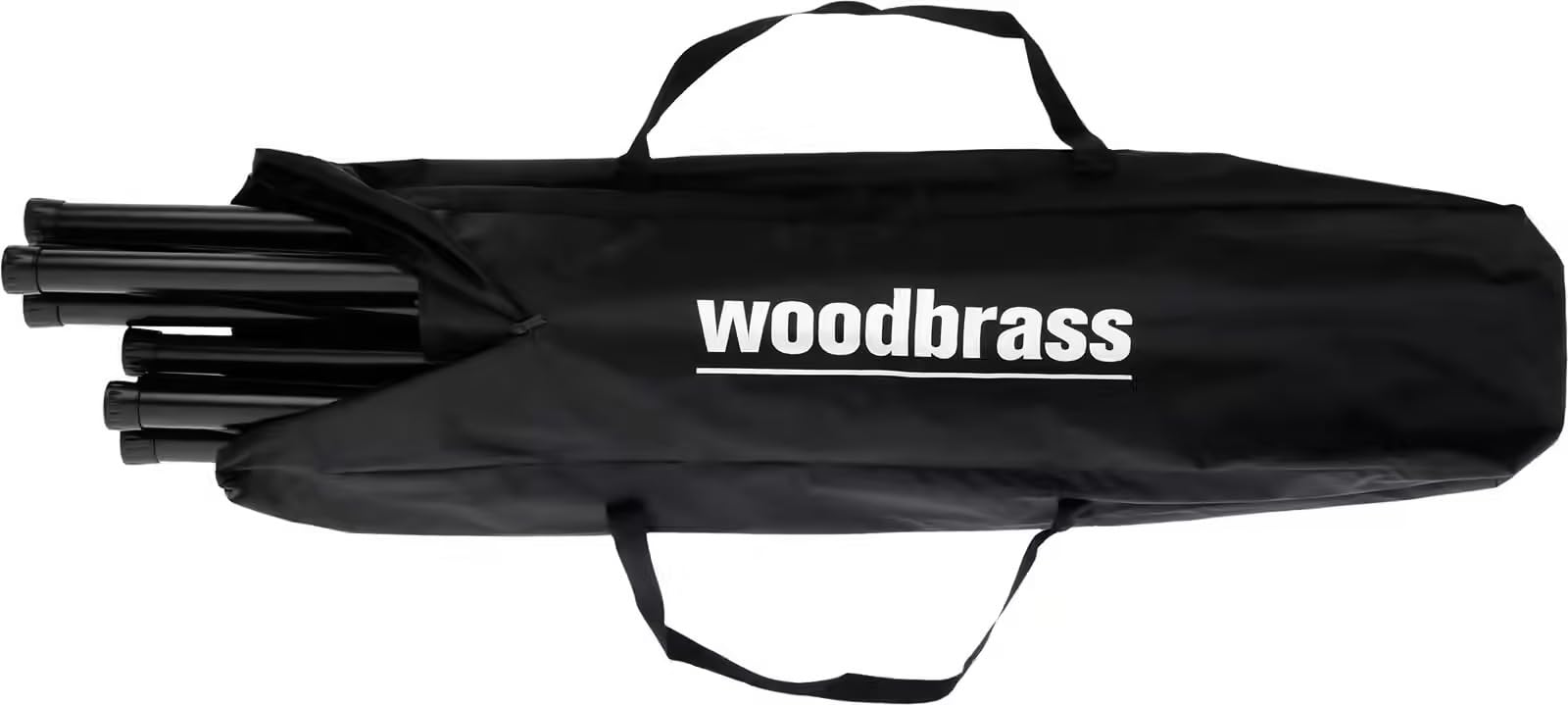 WOODBRASS SS50 Pied d’Enceinte Set de 2 Pieds d’Enceinte Sono avec Housse - Stands Haut‑Parleur Ajustables 115‑183,5 cm, Acier Noir Standard 35 mm, Charge 50 kg, Transport Facile