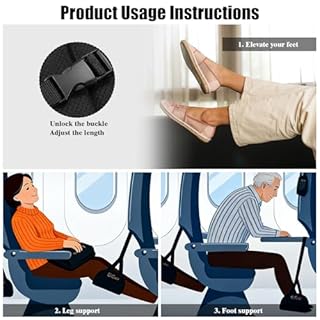 Jasjfasd Accessori per Aereo, Poggiapiedi per Aereo Portatile in Memory Foam, Poggiagambe da Viaggio Amaca Regolabile, Accessori Viaggio Aereo, Lunghi Viaggi e Lavoro d'Ufficio, Allevia Piedi