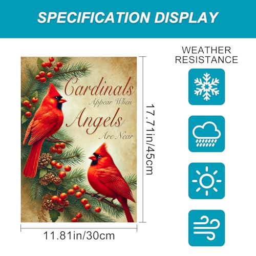 Image of BlissYard Christmas Red Bird Garden Flag 12x18 Inch Polyester