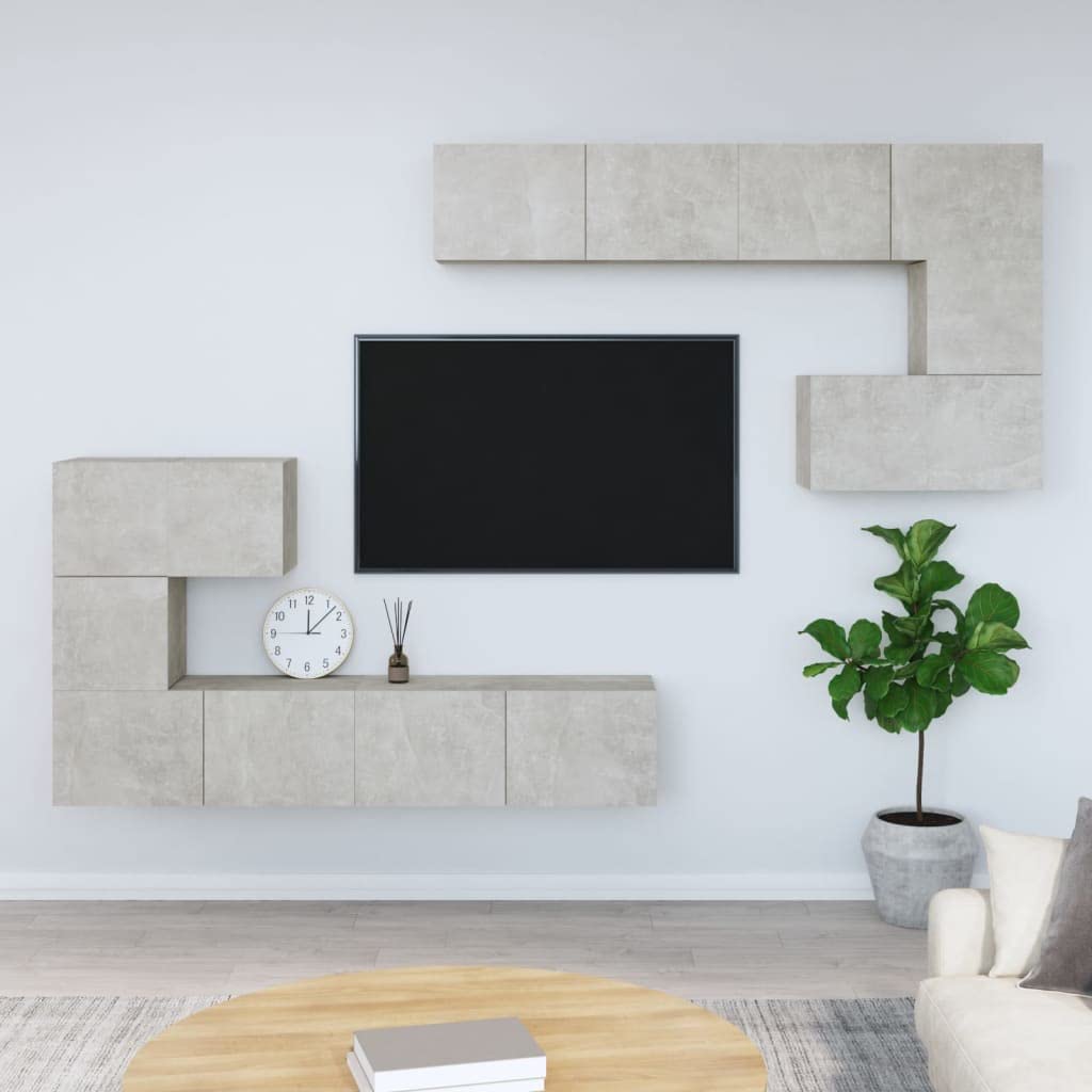 Mobile da parete grigio cemento in legno, mobile TV sospeso con design decorativo e ampio spazio per chiavi e blocchi appunti, facile pulizia, istruzioni di montaggio (lingua italiana non