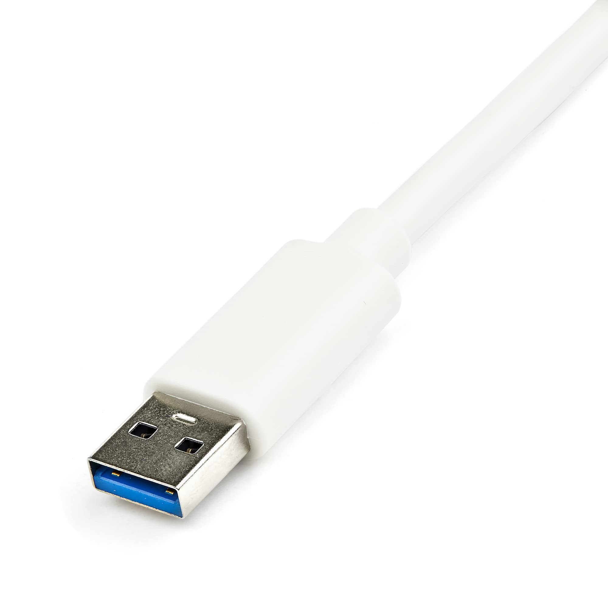 StarTech Adaptateur USB 3.0 vers Gigabit, RJ45, Blanc (USB31000SPTW) | Carte réseau externe, 1 port, USB Passthrough, Auto MDIX, VLAN