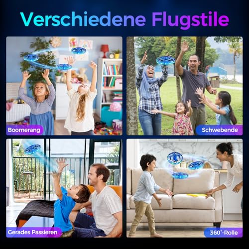 Skeufy Fliegender Ball, Magic Spinner Ball mit RGB Licht, Flying Orb Ball Mini Drohne für Kinder, Hand Controlled Schwebeball Spielzeug Geschenke für Jungen Mädchen 6-12 Jahre (Blau)