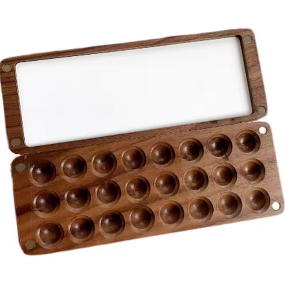 Jnchdghwa Paint Palette 24 Grids Wooden Watercolor Paint Box Wood Palette Tray Travel Water Color Box Case for Amateur Hobbyists and Painting Lovers