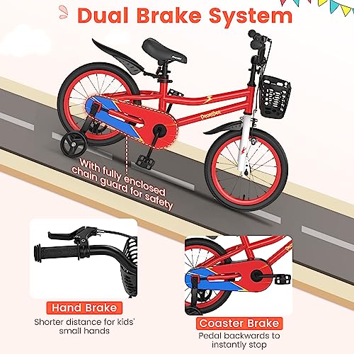 Image of BABY JOY Kids Bike, 12 14 16 18 Inch Boys Girls Bike for 3-8 Years w /Training Wheels, 20 Inch Children Bicycle for 8+ Teens w /Kickstand, Handbrake, Coaster Brake & Removable Basket, Sporty Bicycle