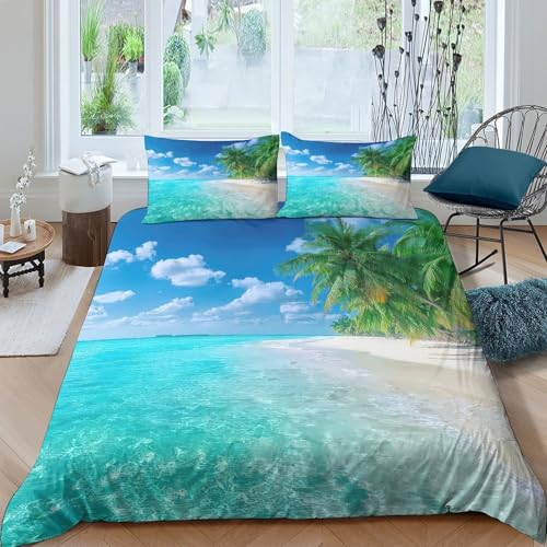 Parure de lit plage tropicale housse couette 135x200 - 4