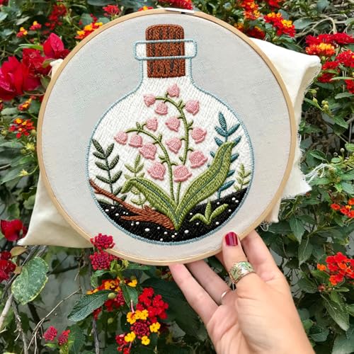 Image of INFUNLY 4pcs Plant Embroidery Starter Kit for Beginners Cactus Cross Stitch Kits for Adults Vase Flower Stamped Stitches Embroidery Sewing Kit with Patterns Instructions for DIY Craft