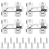 Neikafan 4 Stücke Fenster Tor Schub Schloss, Edelstahl Flip Türriegel mit 16 Stücke Fixed Screw Bolt Bolzenriegel Flip für Türen Fenster Bathroom Gartentüren Haustiertor