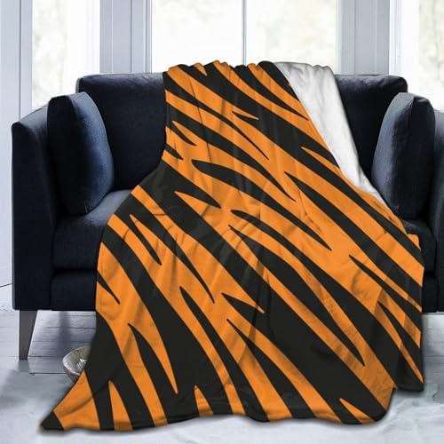 ブランケット 大判 ひざ掛け タイガーストライプパターン おしゃれ 毛布 軽量 薄手 フランネル マイクロファイバー ふわふわ 柔ら
