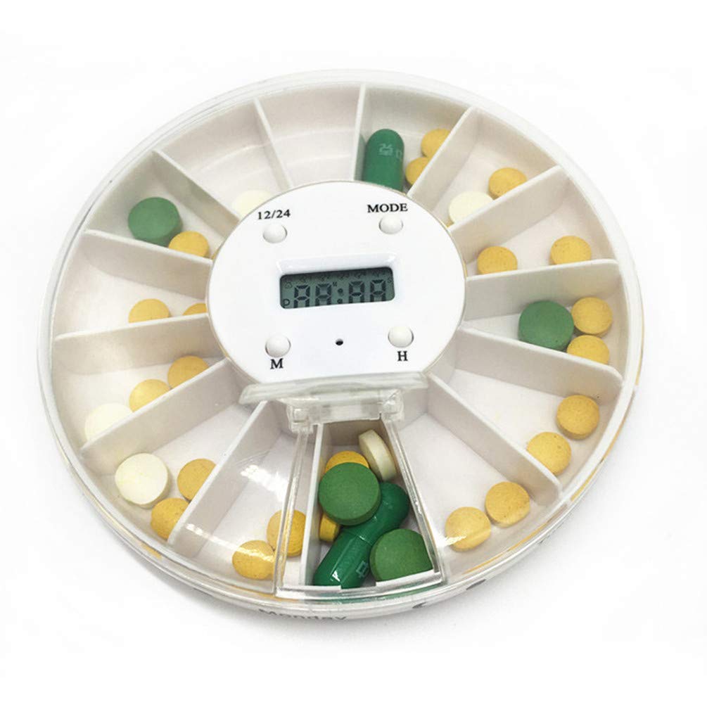 Pill Box Tablets Case with 5 Alarm Reminder Large Capacity with 14 Compartments for Travel