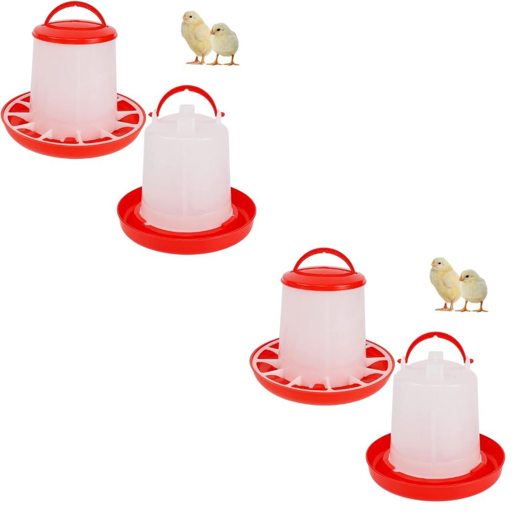 TM&W- best for Chicken, Quail and All Other Birds Feeders & Drinkers- 1.5 KG Feeder=2 Pcs & 1.5 Drinker=2 Pcs= 4 Pcs