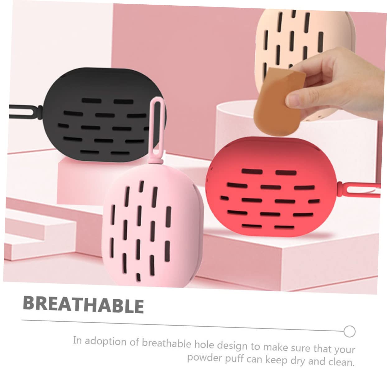 Beavorty 5piezas Caja De Almacenamiento De Esponjas De Maquillaje De Silicona Organizador Portátil Para Viaje Estuche Compacto y Transpirable Para Esponjas De Belleza