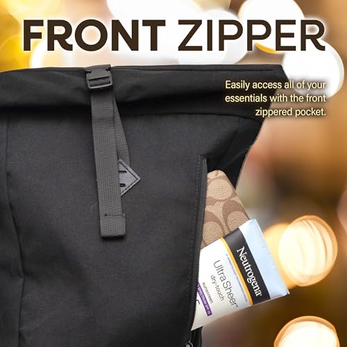 Gray Rolltop Backpack - 15x10x3.5 In Adventure-Ready Roll Top Backpacks in Water-Resistant Polyester, 7.5 Liter Capacity Roll Up Backpack with Tablet Sleeve, Back Zipper, and External Pocket3