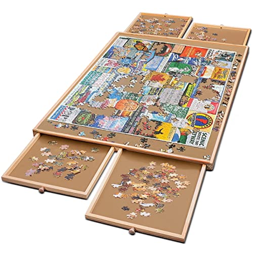1000 Piece Puzzle Board, 29" x 21", Puzzle Board, Puzzle Table, Puzzle Tables for Adults, Puzzle Boards with 4 Storage & Sorting Drawers, Puzzle Boards and Storage, Jigsaw Puzzle Table, Puzzle Tray.