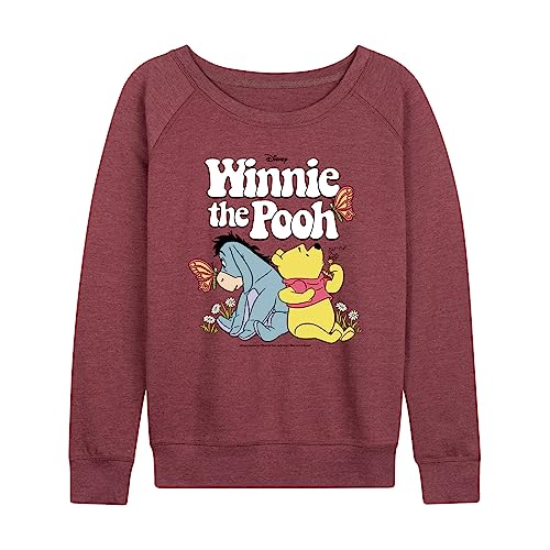 Disney Winnie the Pooh - Pooh Bear and Eeyore Sitting and Relaxing - Women's Lightweight French Terry Pullover