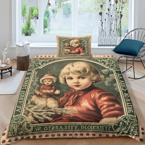 Parure de lit Noël en microfibre supérieure timbre vintage - 2