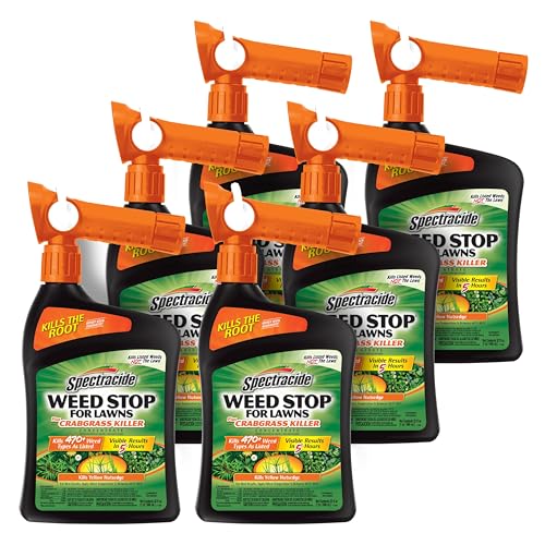 Spectracide Weed Stop For Lawns Plus Crabgrass Killer Concentrate 32 Ounces, QuickFlip Hose-End Sprayer, 6 Pack