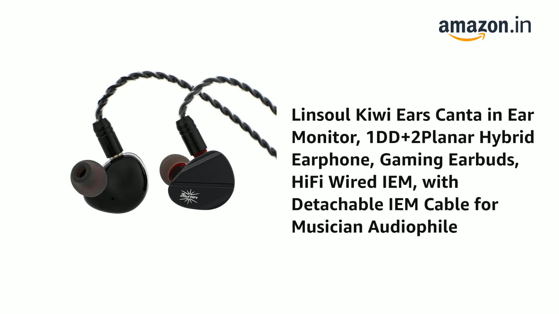Linsoul Kiwi Ears Canta In Ear Onitor, 1DD 2Planar Hybrid Earphone...