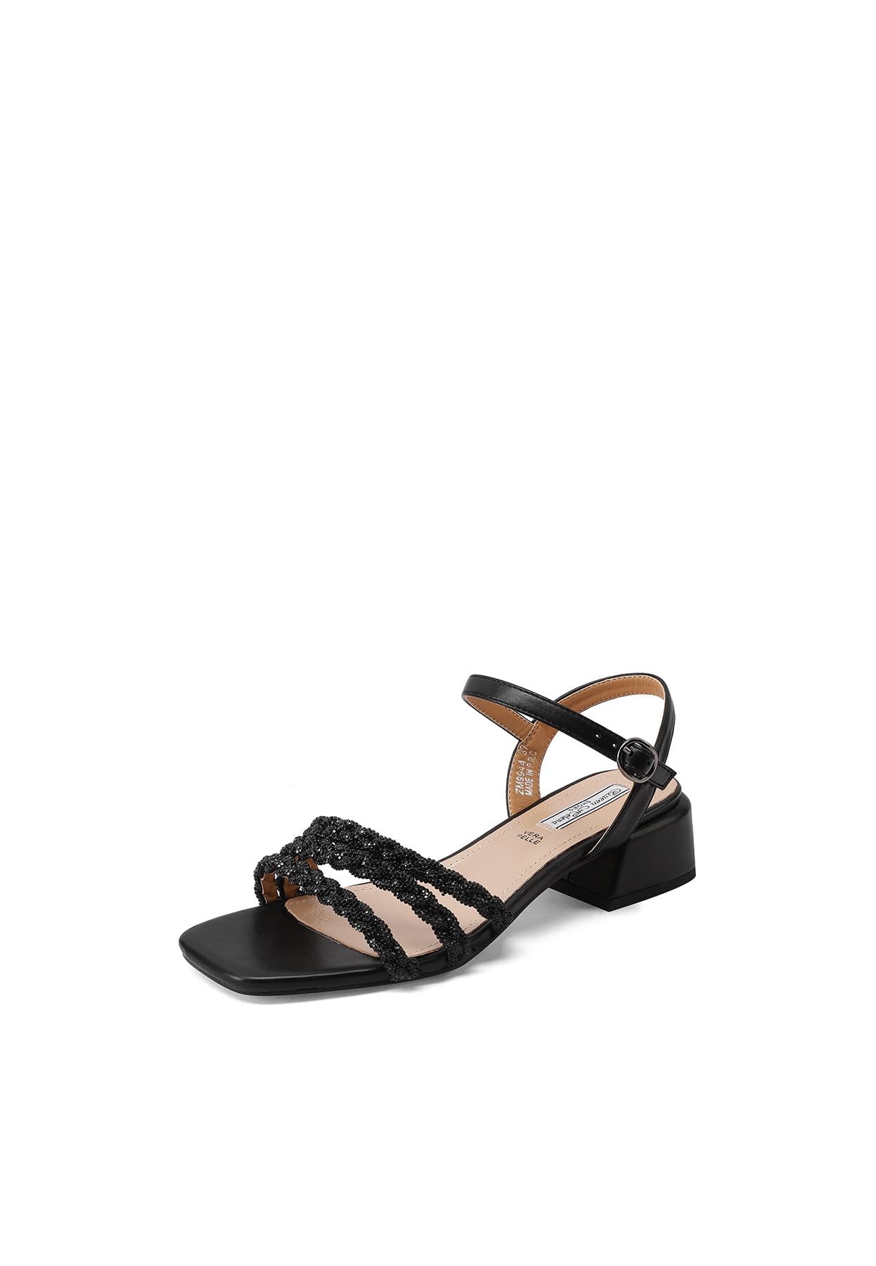 QUEEN HELENA Sandali Eleganti Donna con Strass con Tacco Basso con Cinturino ZM9944
