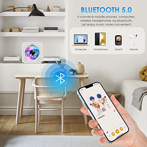 Image of Gueray Portable CD Player with Bluetooth, Desktop CD Music Players for Home Built-in Double HiFi Sound Speakers, Support AUX&USB FM Radio Cool Men's Christmas Birthday Gifts,Gifts for Music Lovers