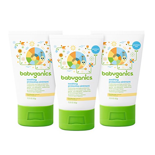 Babyganics Non-Petroleum Soothing Protective Ointment, 3.25oz Tube (Pack of 3)