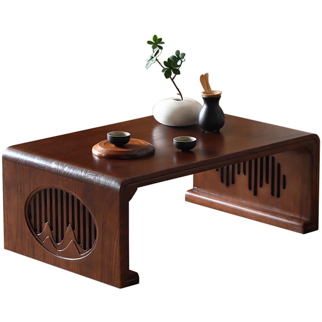 Table d'appoint vintage en bois brun au design traditionnel tatami