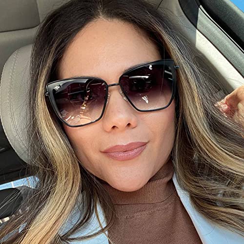 DIFF Grace Cat Eye metal sunglasses for women, lightweight oversized UV400 protection4