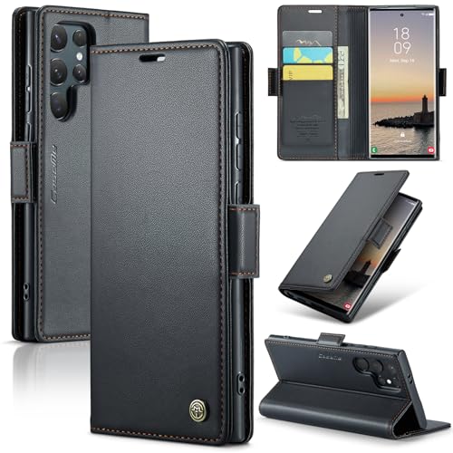 Taneny for Samsung Galaxy S24 Ultra Case, [RFID Blocking] Magnetic Closure PU Leather Wallet Flip Case with Card Holder Kickstand Shockproof Phone Cover for Samsung Galaxy S24 Ultra (Black)