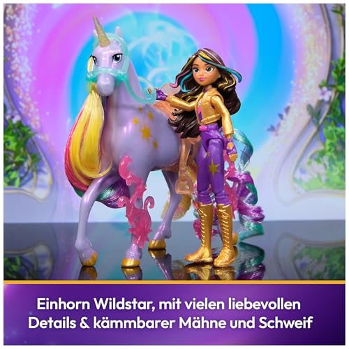Unicorn Academy Set - Sophia und Einhorn Wildstar mit echter Mähne und Schweif sowie Bürste, ca. 12 cm große Originalfiguren zur beliebten Netflix Serie, für Kinder ab 4 Jahren