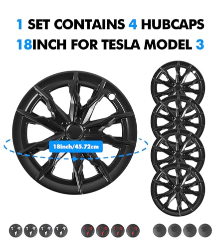 PM Auto Set of 4 Wheel Covers Holy Dipper Model Hubcaps for 2017-2023 Tesla 3 18 inch Except Highland
