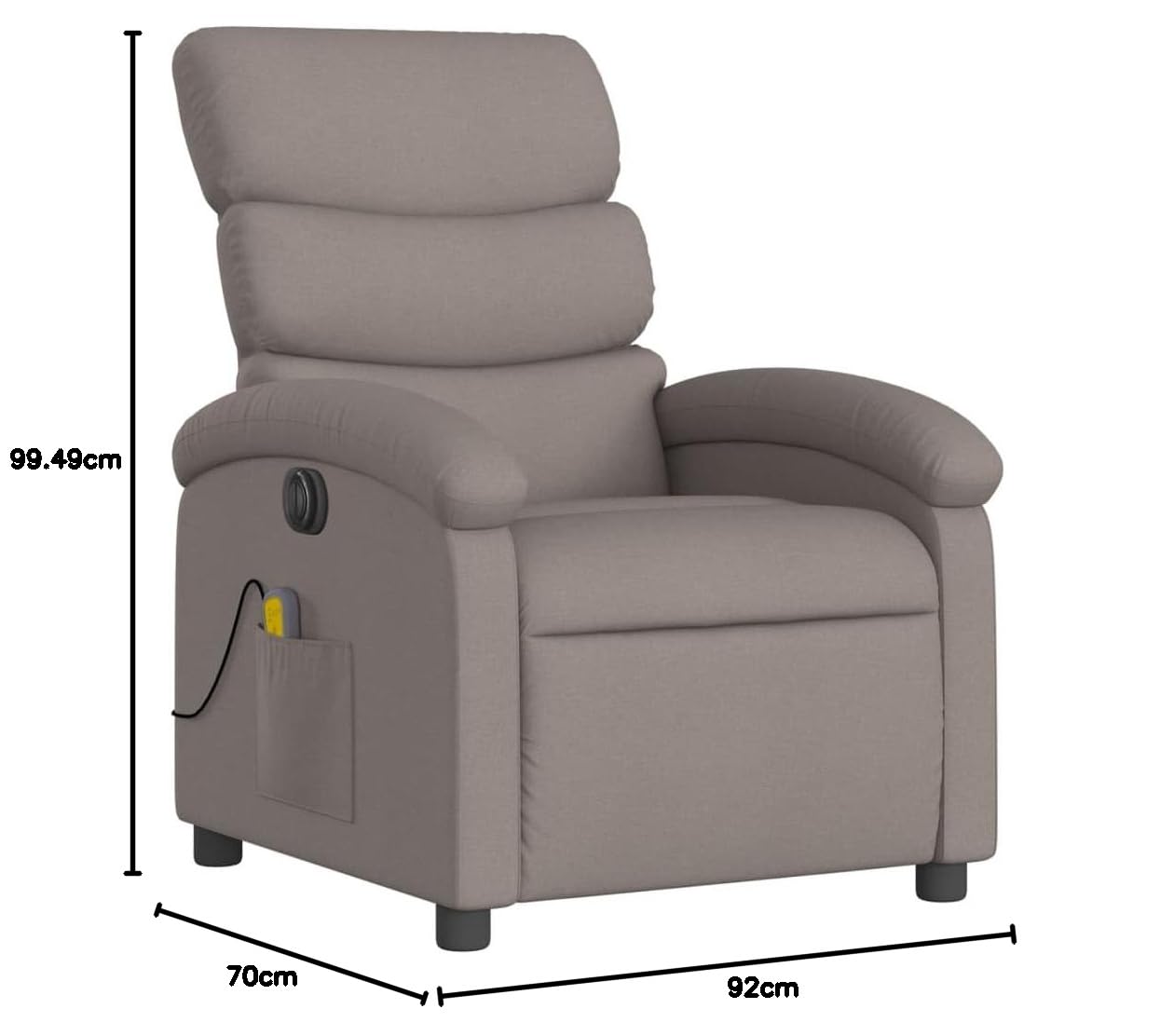 KOIECETA Massagesessel Elektrisch Relaxsessel mit Liegefunktion Vibrationsfunktion Fernsehsessel für Wohnzimmer Liegesessel TV Sessel Stoff (Taupe)