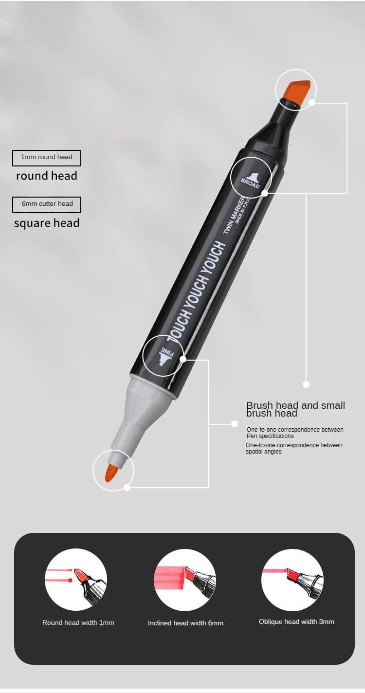 Colour Alcohol Markers, design double face avancé pour les adultes et les garçons et filles dessinant, esquissant, livre d'écriture d'art dessin, peinture set stylo (204 couleurs)