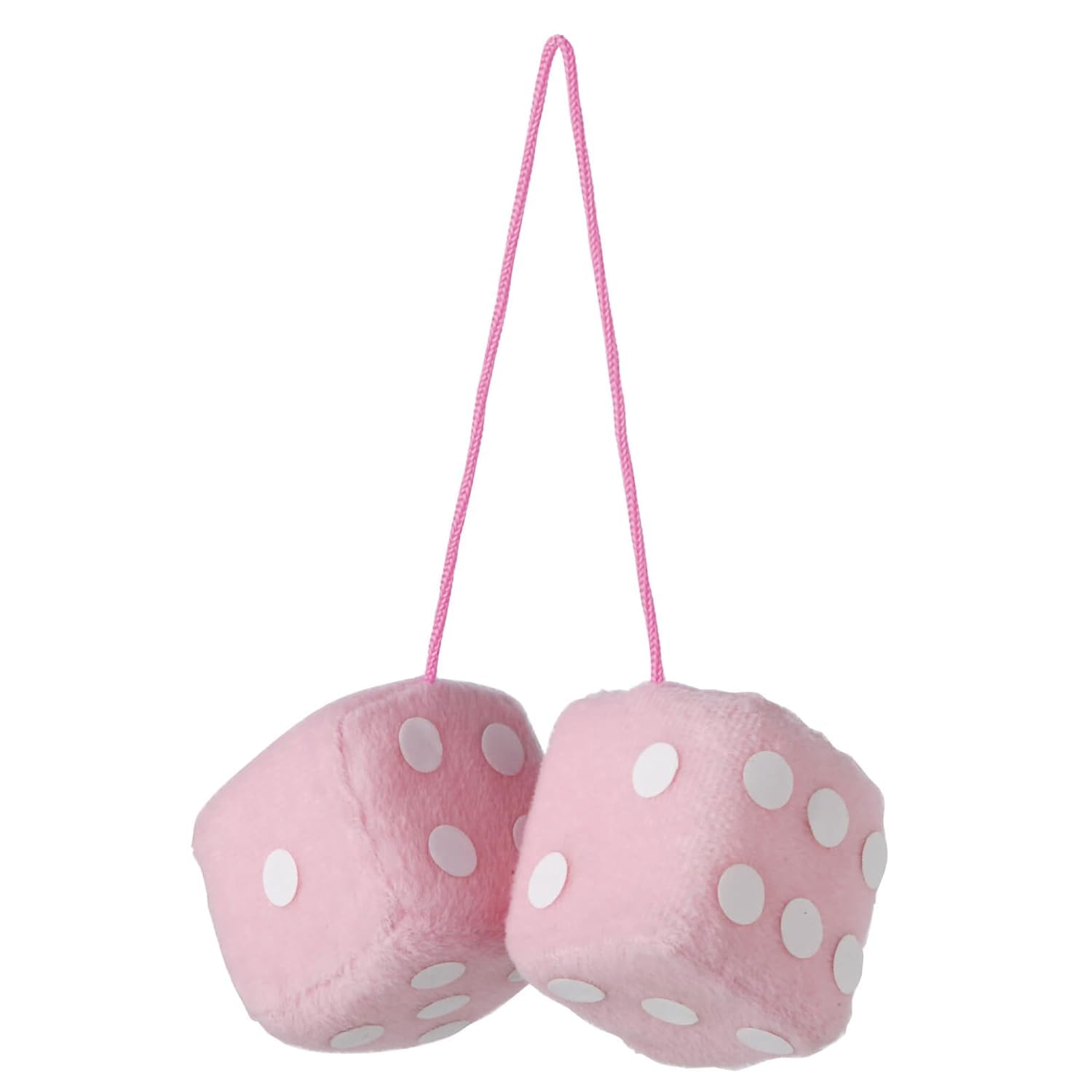 Sumex Pink Branded Home & Car Mirrior Hanging Fluffy Furry Dice ( With White Spots)