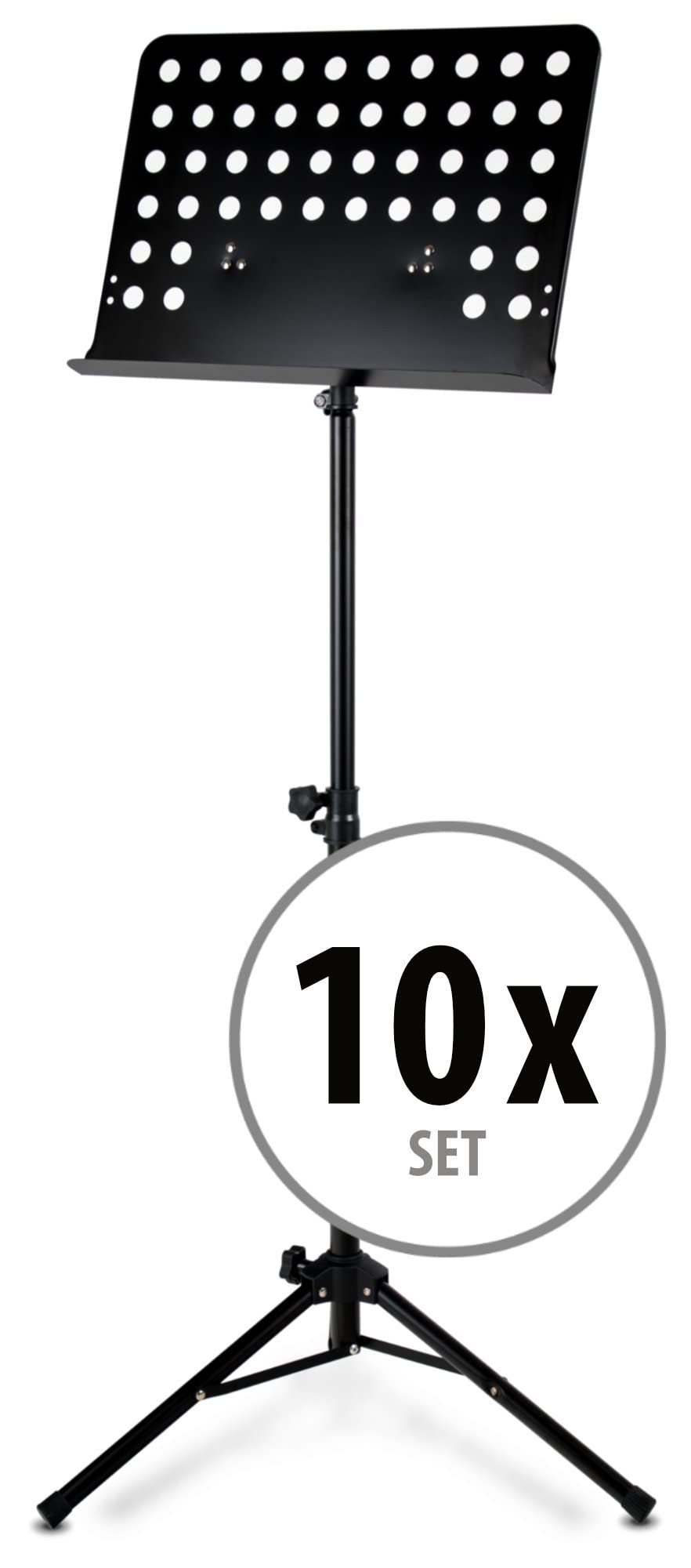 Classic Cantabile atril orquesta chapa perforada Heavy negro set de 10x