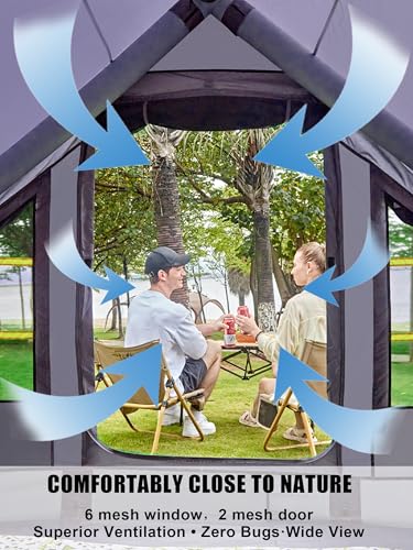 Carpa Inflable para Camping 4 Personas, Montaje Rápido en 5 Minutos, Impermeable, Resistente UV, con Ventana Transpirable a Prueba de Lluvia miniatura 4