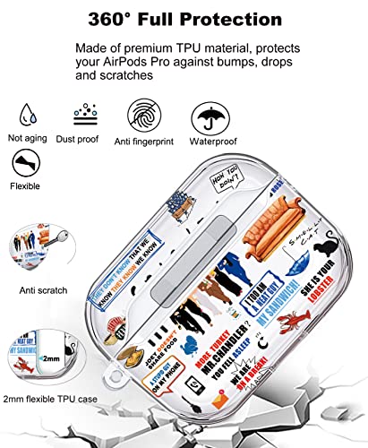 Ooroyume Cute Airpods Pro Case Cover Clear With Keychain, For Women Girls Boys Men Protective Case For Apple Airpods Pro Wireless Charging Case, Friends #TOP3
