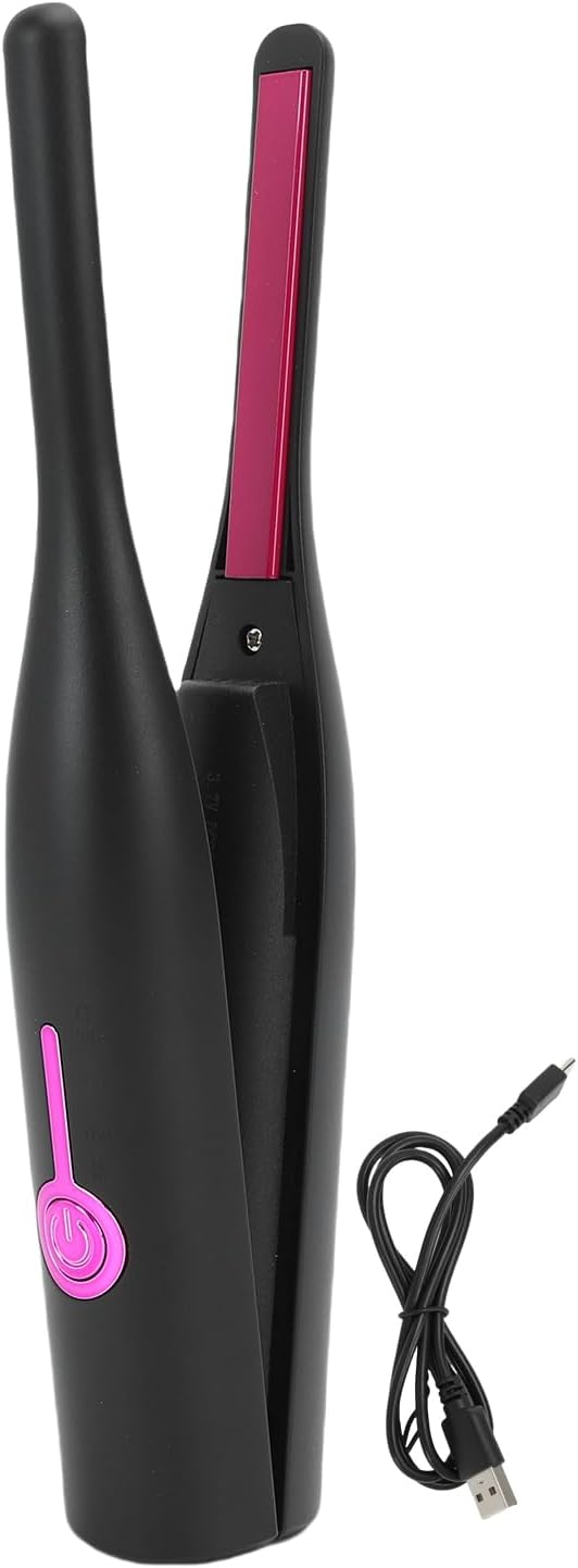 Sanpyl Pencil Flat Iron, Fast Heating Small Cordless Straightener Curler for Short Hair, Bangs, Pixie Cuts, Built in 2600mAh Battery (Black)