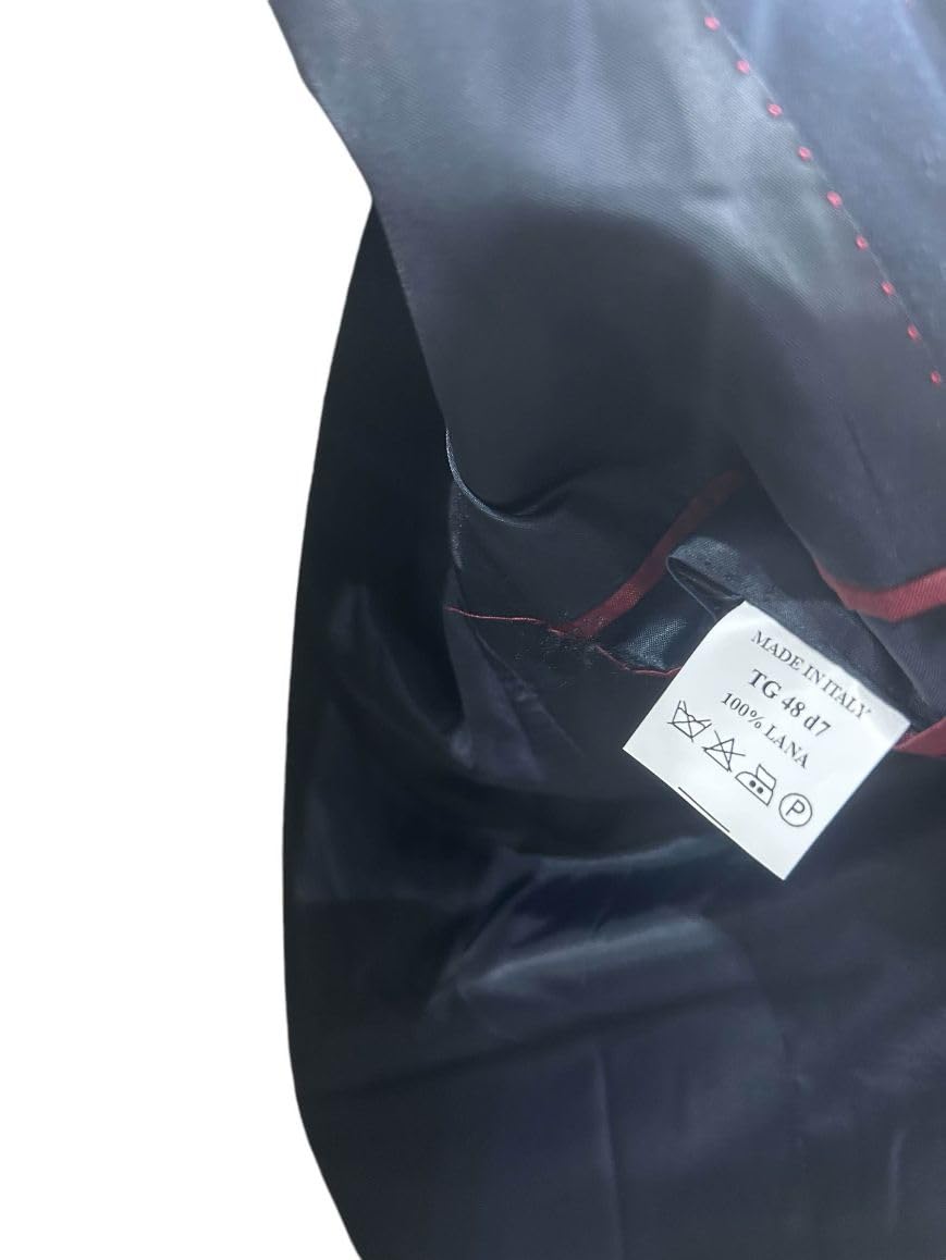 Generico Abito Uomo Sartoriale Slim Fit, Fresco Lana Tasmania 150s Extrafine, Giacca 2 Bottoni, Pantalone Stile Slim, Made in Italy, Blu Scuro, Grigio Scuro, Bluette, Blu Gessato, Primavera Estate