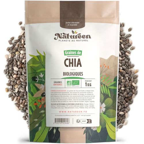 Graines de Chia Bio 1 Kg - Source de protéines - fibres - OMEGA 3