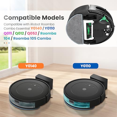 Image of 6 Pack Mop Replacement for iRobot Roomba Combo Essential Robot Vacuum & Mop Y0140 / Y0110 / Q011 / Q012 / Q052 / Roomba 104 / Roomba 105 Combo, Microfiber Washable Mopping Pads