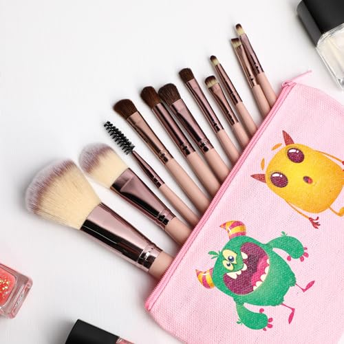 Image of Frienda 50 Pcs Canvas Zipper Pouch Bulk Gift Small Blank Pouch Makeup Bag Cosmetic Toiletry Bag Appreciation Gift for DIY Craft Projects Employee Coworkers Staff Team(Pink, Beige)