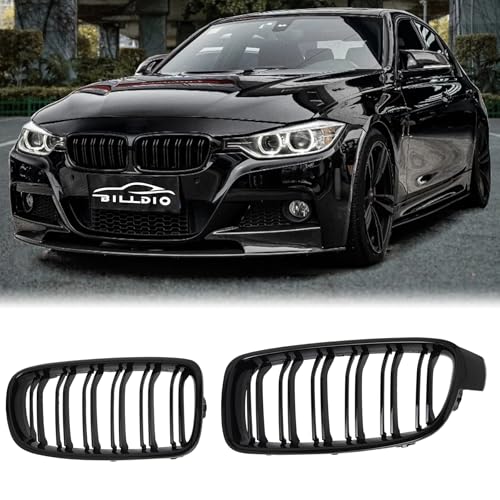 F30 Black Kidney Grille - Double Slats, Compatible with 2012-2018 BMW 3 Series F30 F31