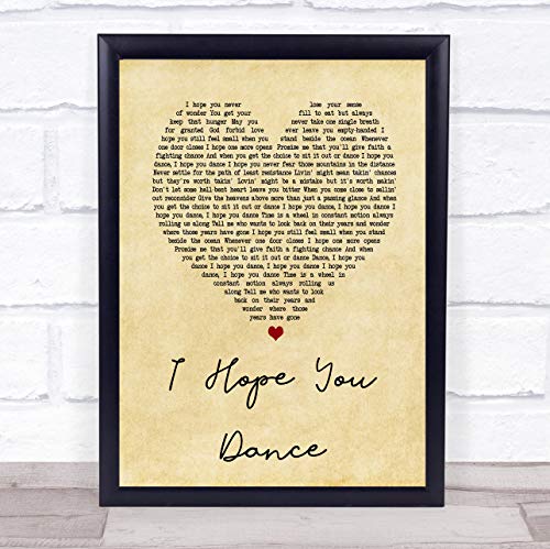 I Hope You Dance Vintage Heart Song Lyric Quote Print