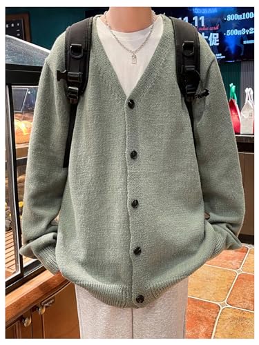 GORGLITTER Men's Oversized Cardigan Casual Button Down Long Sleeve V Neck Sweater4