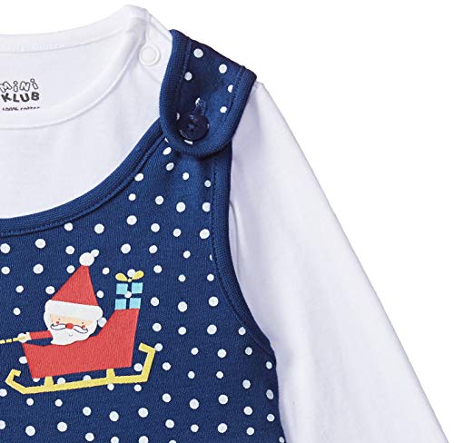 Image of miniklub Girls Blue & White Printed Pure Cotton Top With Skirt