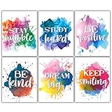 Colorful Paint Splats Children'S Inspirational Quote Posters, Watercolor Abstract Motivational Quote Phrases Nursery Art Prints For Kids Room Bedroom Girls Room Playroom ( 8’’ x 10’’, Unframed)