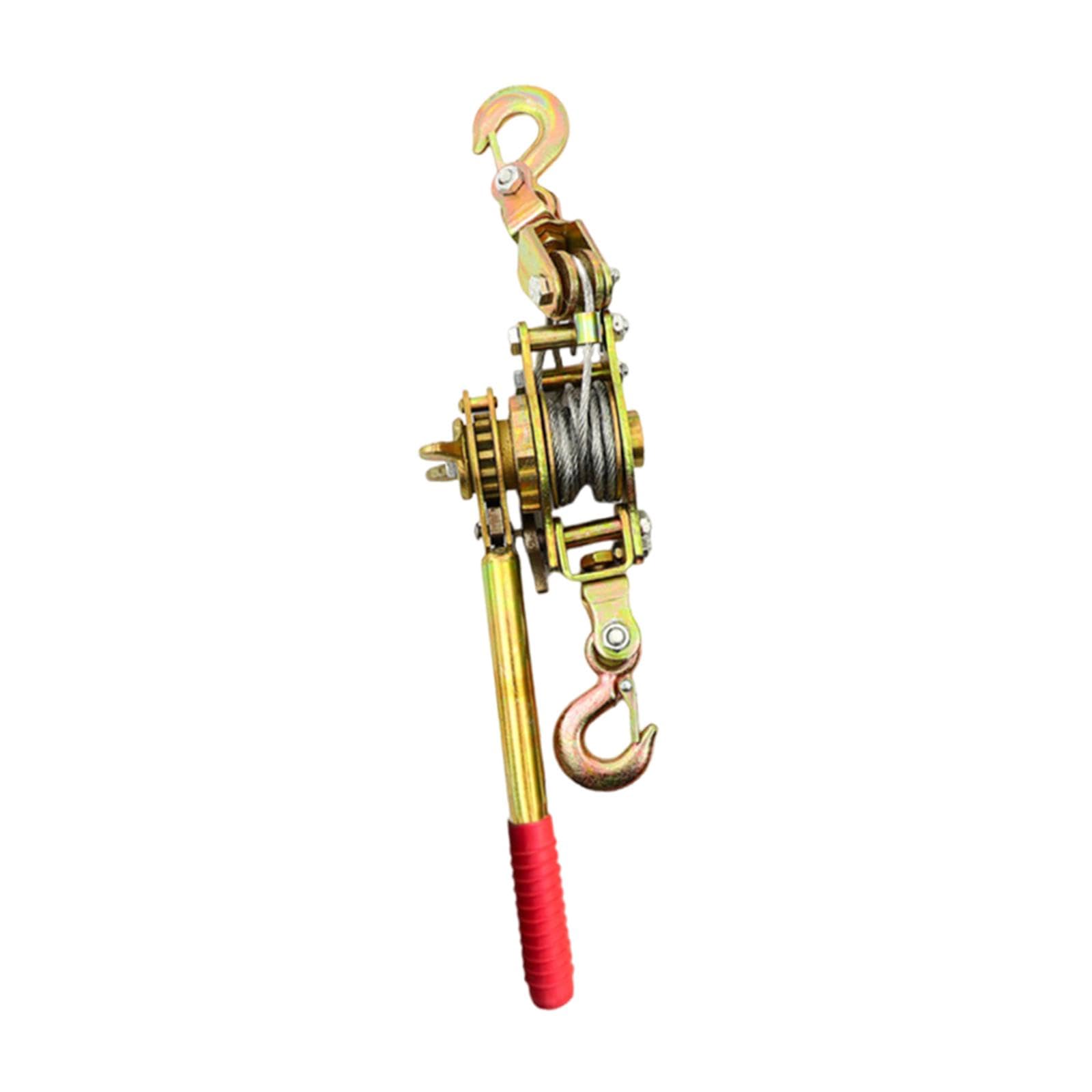 Colcolo Tensor de cuerda con 2 ganchos, tensor de trinquete de alambre de acero multiusos para construcción, maquinaria de construcción, barcos, 2 Toneladas