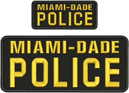 Special Patches for Velcro Patches for Uniform for Miami-DADE Police Embroidery Patch 4X10 and 2X5 Hook ON Back BLK/Gold Model-Q-X989-696